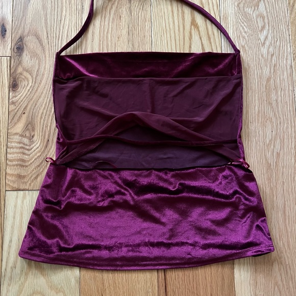 NWT re:named Velvet Halter Top Burgundy ~ small - Picture 5 of 12